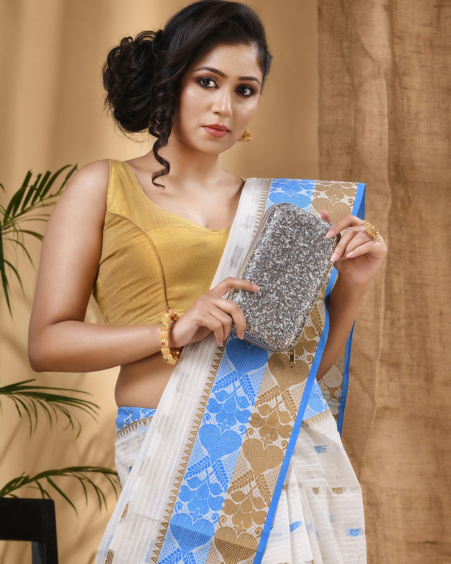 DESH BIDESH Ethnic Motif Woven Design Pure Cotton Taant Saree