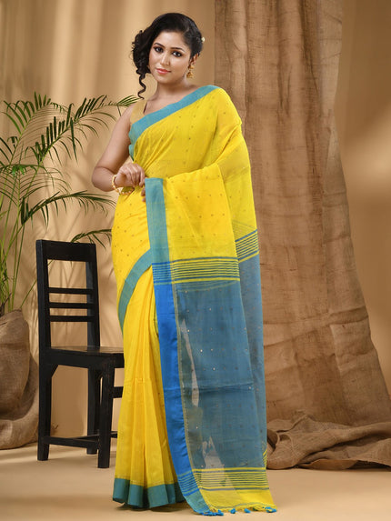 DESH BIDESH Embellished Sequinned Taant Cotton Silk Saree