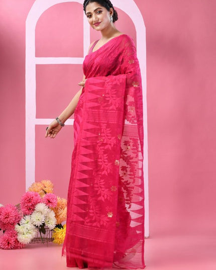 DESH BIDESH Woven Design Pure Cotton Taant Saree - Sarees for Women 33210529