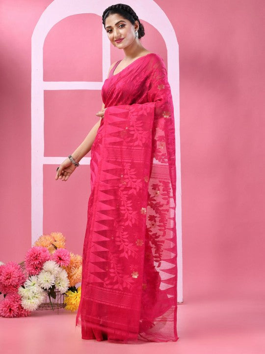 DESH BIDESH Woven Design Pure Cotton Taant Saree - Sarees for Women 33210529