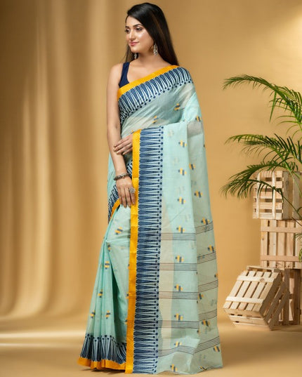 DESH BIDESH Geometric Woven Design Pure Cotton Taant Saree