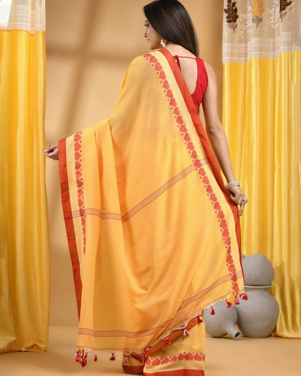 DESH BIDESH Bengali Pure Cotton Handloom Taant Saree, Traditional Indian Women's Attire