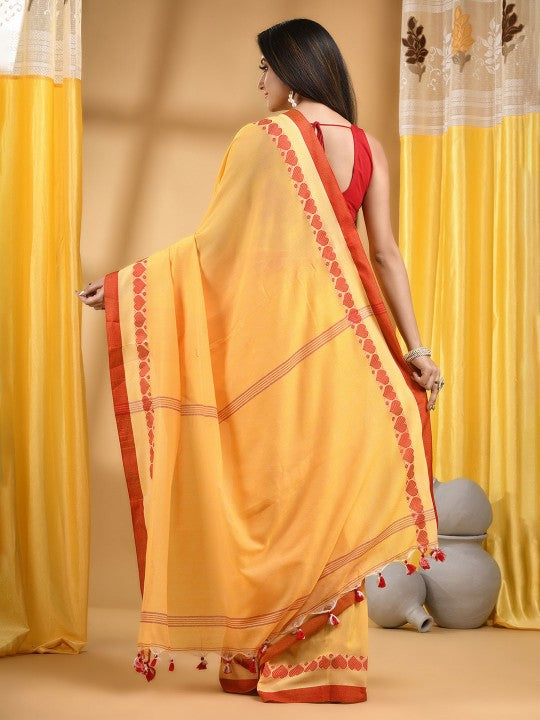 DESH BIDESH Bengali Pure Cotton Handloom Taant Saree, Traditional Indian Women's Attire