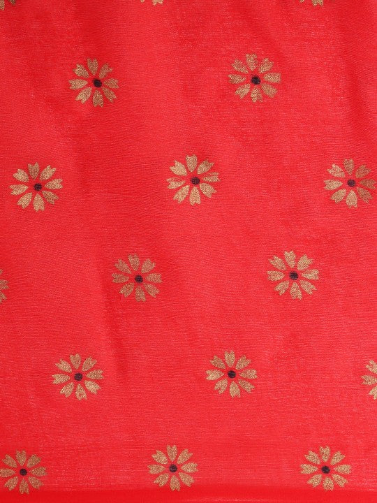 DESH BIDESH Woven Design Floral Pure Cotton Taant Saree