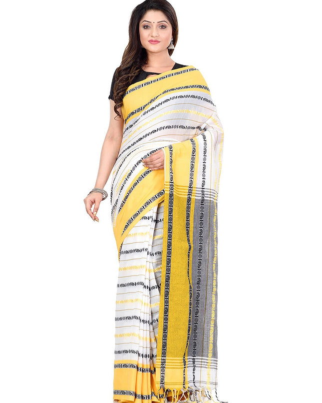 DESH BIDESH Woven Design Pure Cotton Traditional Taant Saree