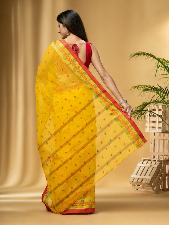 DESH BIDESH Ethnic Motifs Woven Design Pure Cotton Taant Saree