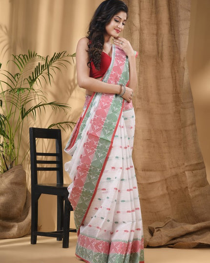 DESH BIDESH Ethnic Motif Woven Design Pure Cotton Taant Saree