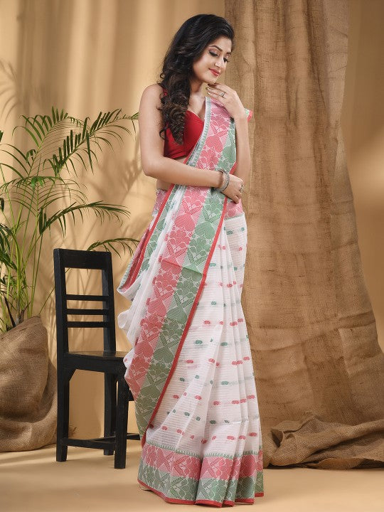 DESH BIDESH Ethnic Motif Woven Design Pure Cotton Taant Saree