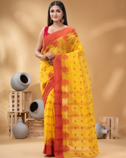 DESH BIDESH Ethnic Motifs Woven Design Pure Cotton Taant Saree