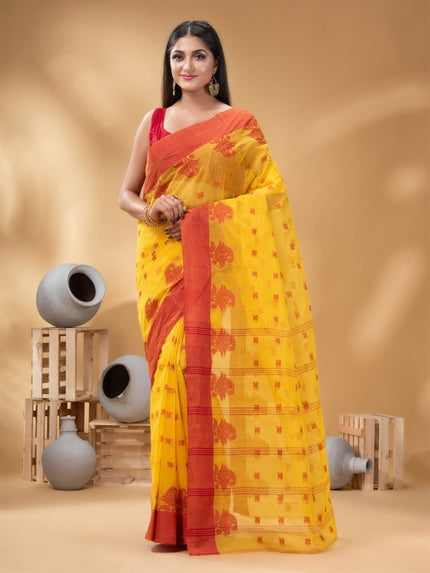 DESH BIDESH Ethnic Motifs Woven Design Pure Cotton Taant Saree