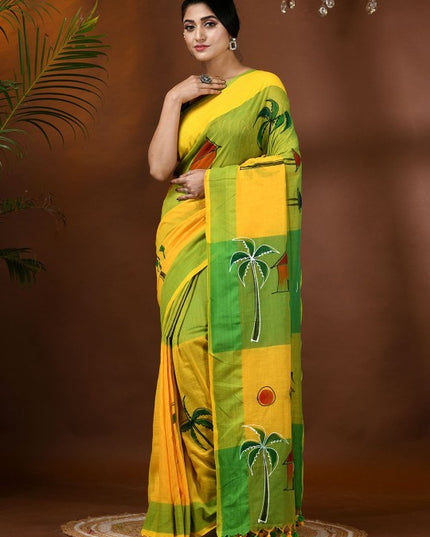 DESH BIDESH Adults Women Ethnic Motifs Pure Cotton Taant Saree