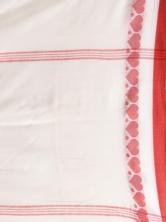 DESH BIDESH Cotton Woven Heart Design Taant Saree