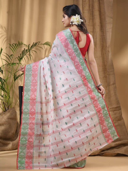 DESH BIDESH Ethnic Motif Woven Design Pure Cotton Taant Saree