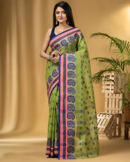 DESH BIDESH Ethnic Motifs Woven Design Pure Cotton Taant Saree