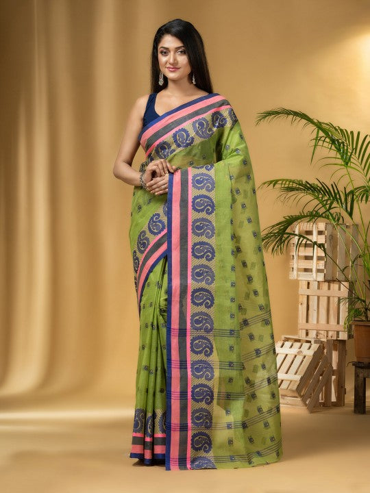 DESH BIDESH Ethnic Motifs Woven Design Pure Cotton Taant Saree