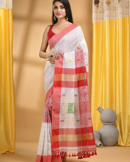 DESH BIDESH Checked Pure Cotton Khadi Saree