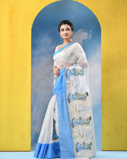 DESH BIDESH Ethnic Motifs Pure Cotton Khadi Saree