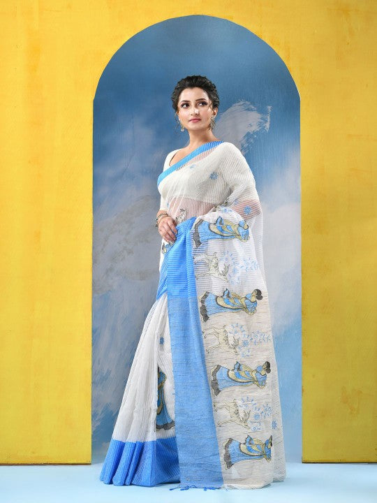 DESH BIDESH Ethnic Motifs Pure Cotton Khadi Saree