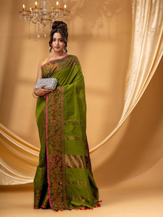 DESH BIDESH Woven Design Border Zari Chanderi Saree