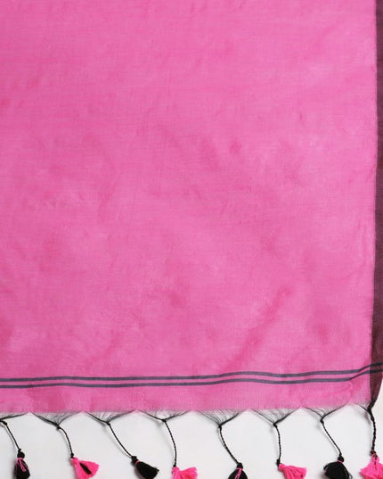 DESH BIDESH Premium Ghicha Cotton Colourblocked Half & Half Saree with Blouse Piece