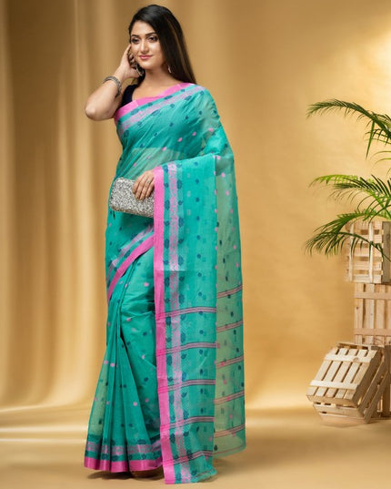 DESH BIDESH Ethnic Motifs Woven Design Pure Cotton Taant Saree