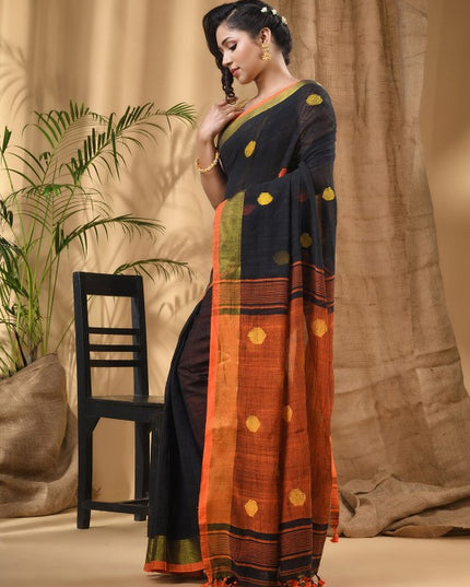 DESH BIDESH Geometric Woven Design Pure Cotton Saree