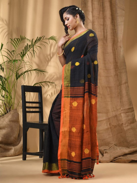 DESH BIDESH Geometric Woven Design Pure Cotton Saree