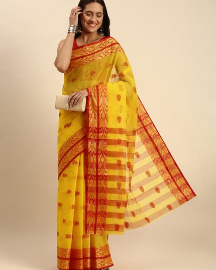 DESH BIDESH Woven Design Pure Cotton Taant Saree
