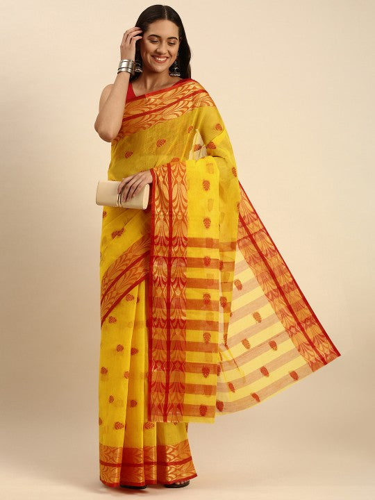 DESH BIDESH Woven Design Pure Cotton Taant Saree