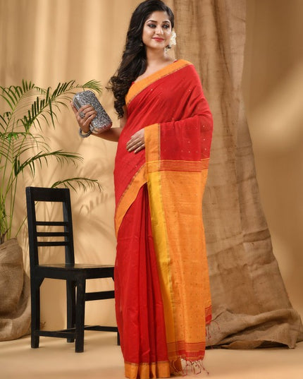 DESH BIDESH Ethnic Motifs Sequinned Taant Saree