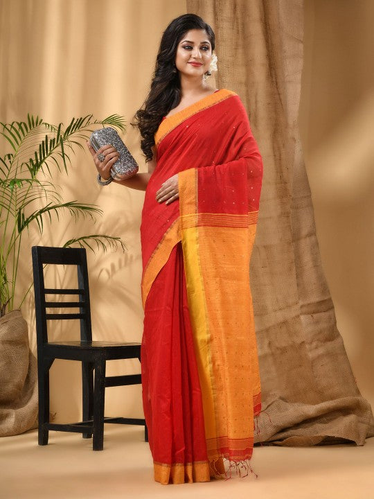 DESH BIDESH Ethnic Motifs Sequinned Taant Saree