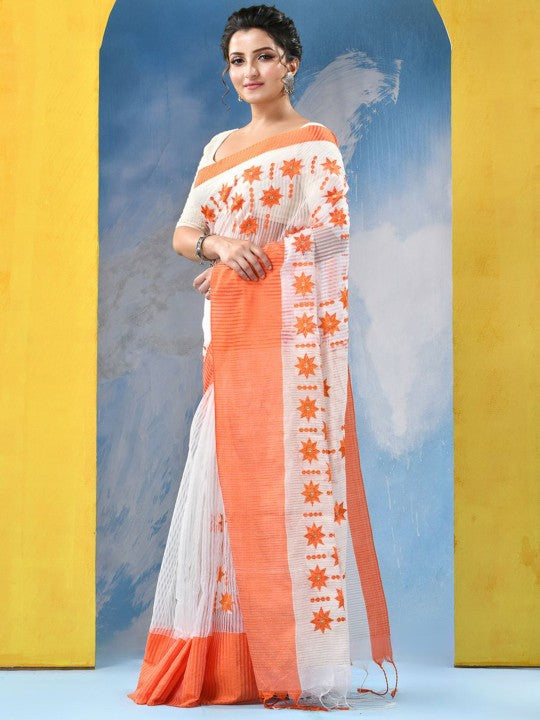 DESH BIDESH Women Floral Pure Cotton Handloom Khadi Saree