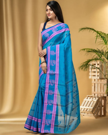 DESH BIDESH Ethnic Motifs Printed Pure Cotton Taant Saree