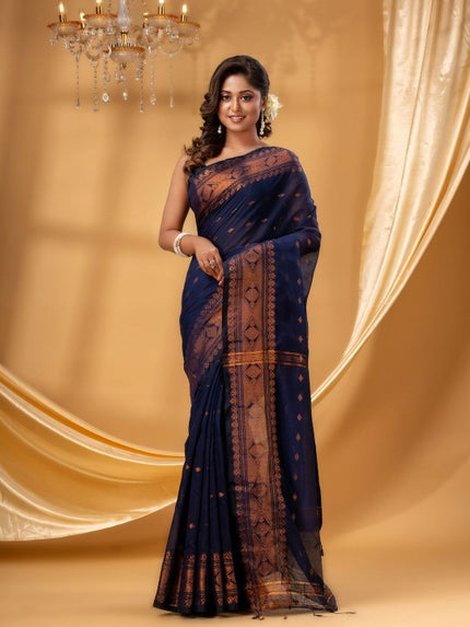 DESH BIDESH Woven Design Zari Silk Cotton Taant Saree