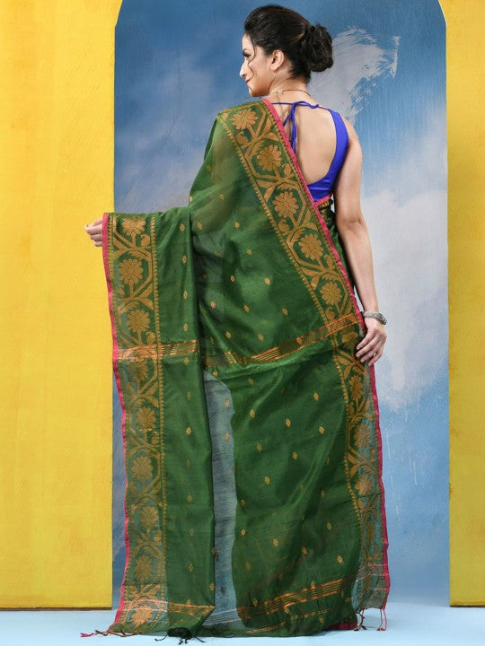 DESH BIDESH Women's Woven Design Zari Cotton Silk Saree
