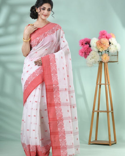 DESH BIDESH Elegant Woven Design Taant Saree with Unstitched Blouse Piece