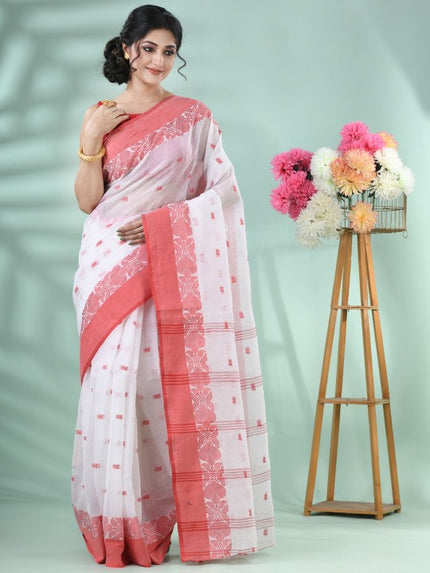 DESH BIDESH Elegant Woven Design Taant Saree with Unstitched Blouse Piece