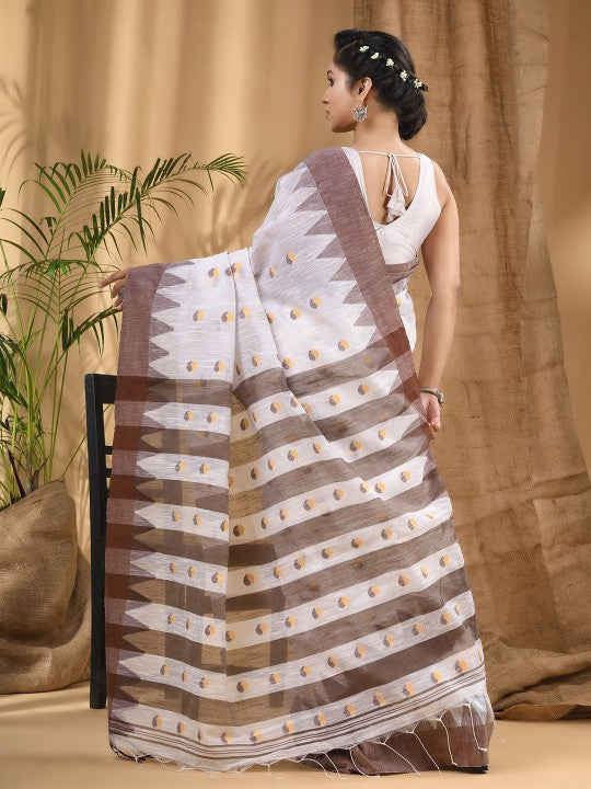 DESH BIDESH Woven Design Pure Cotton Taant Saree