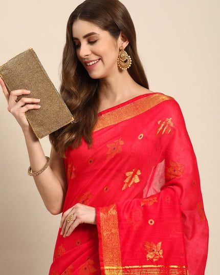 DESH BIDESH Ethnic Motifs Zari Taant Saree