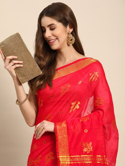 DESH BIDESH Ethnic Motifs Zari Taant Saree