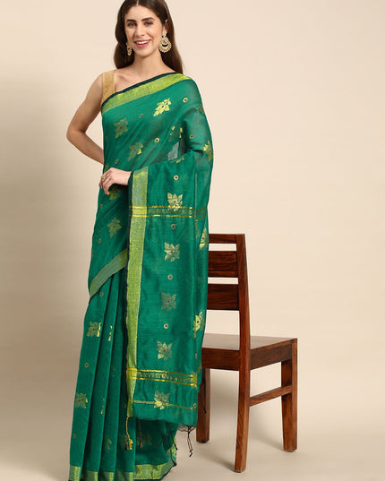 DESH BIDESH Floral Zari Taant Saree