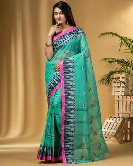 DESH BIDESH Ethnic Motifs Woven Design Pure Cotton Taant Saree