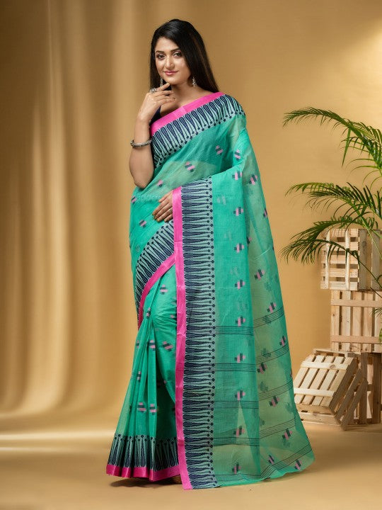 DESH BIDESH Ethnic Motifs Woven Design Pure Cotton Taant Saree