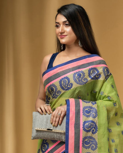 DESH BIDESH Ethnic Motifs Woven Design Pure Cotton Taant Saree