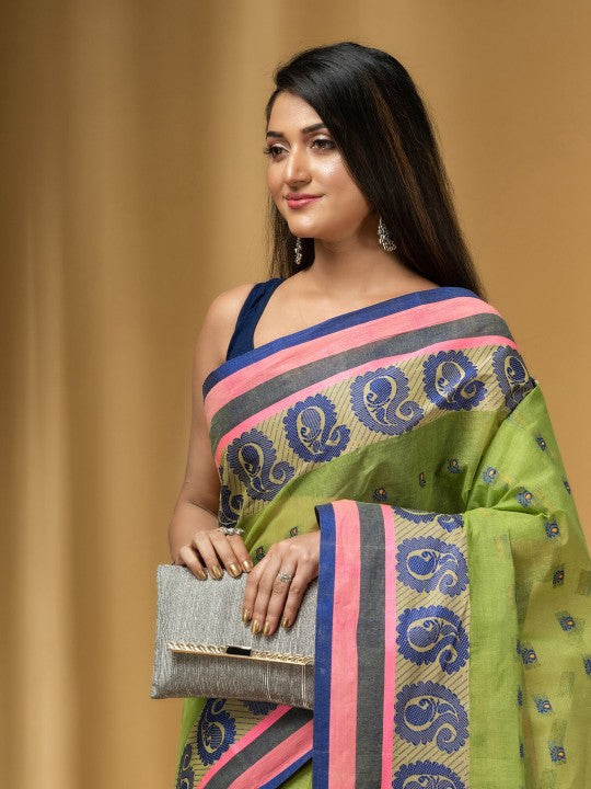 DESH BIDESH Ethnic Motifs Woven Design Pure Cotton Taant Saree