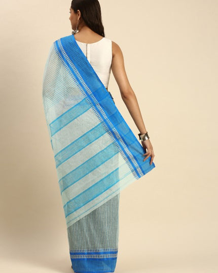 DESH BIDESH Woven Design Pure Cotton Bengal Taant Saree