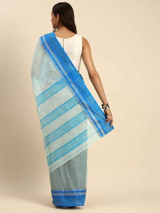 DESH BIDESH Woven Design Pure Cotton Bengal Taant Saree