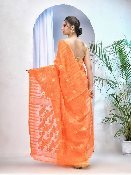 DESH BIDESH Woven Design Zari Pure Cotton Jamdani Saree