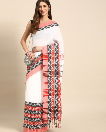 DESH BIDESH Woven Self Design Pure Cotton Saree