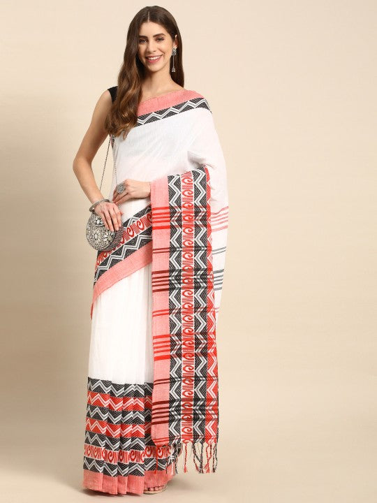DESH BIDESH Woven Self Design Pure Cotton Saree